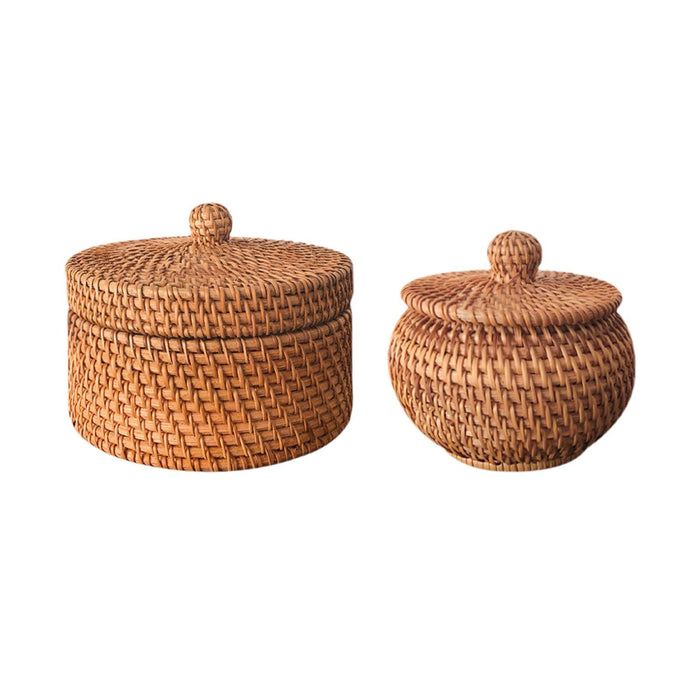 Rattan Storage Basket Wicker Bowl Wicker Basket Bin for Shelf Bathroom Decor round