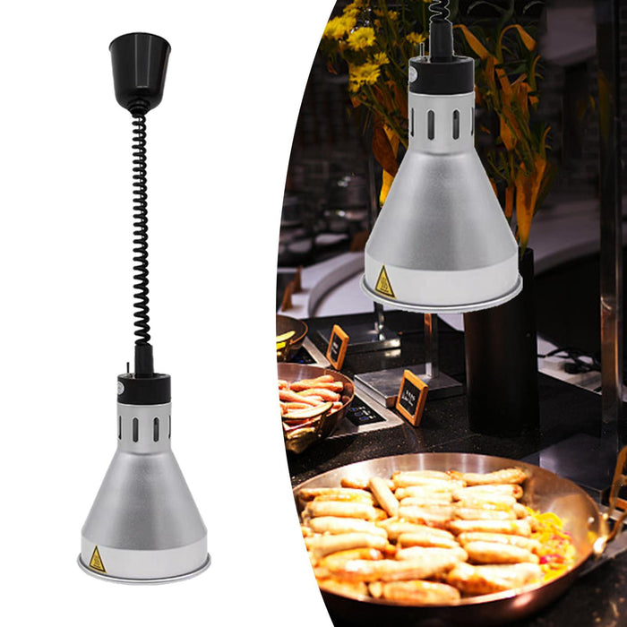 Hanging Food Heat Lamp E27 Buffet Heating Lamp for Hot Food Restaurant Fries Matte argent