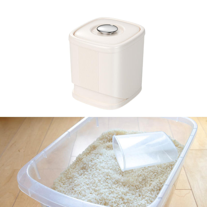 Grain Rice Container Dry Food Container Rice Bin for Countertop Kitchen Nuts Beige