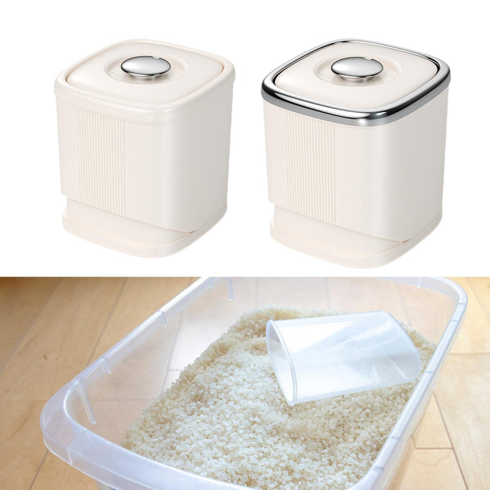 Grain Rice Container Dry Food Container Rice Bin for Countertop Kitchen Nuts Beige