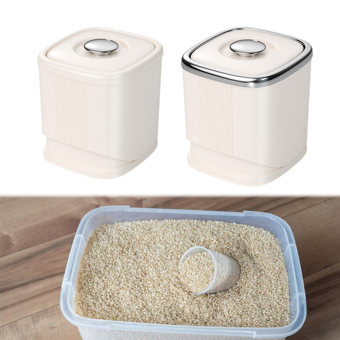 Grain Rice Container Dry Food Container Rice Bin for Countertop Kitchen Nuts Beige