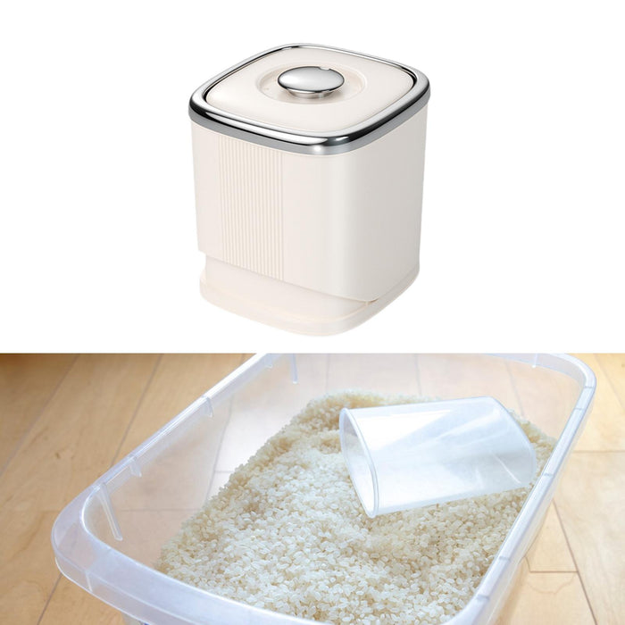 Grain Rice Container Dry Food Container Rice Bin for Countertop Kitchen Nuts Beige silver