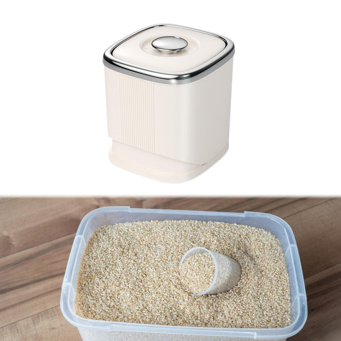 Grain Rice Container Dry Food Container Rice Bin for Countertop Kitchen Nuts Beige silver