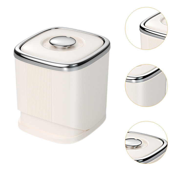 Grain Rice Container Dry Food Container Rice Bin for Countertop Kitchen Nuts Beige silver