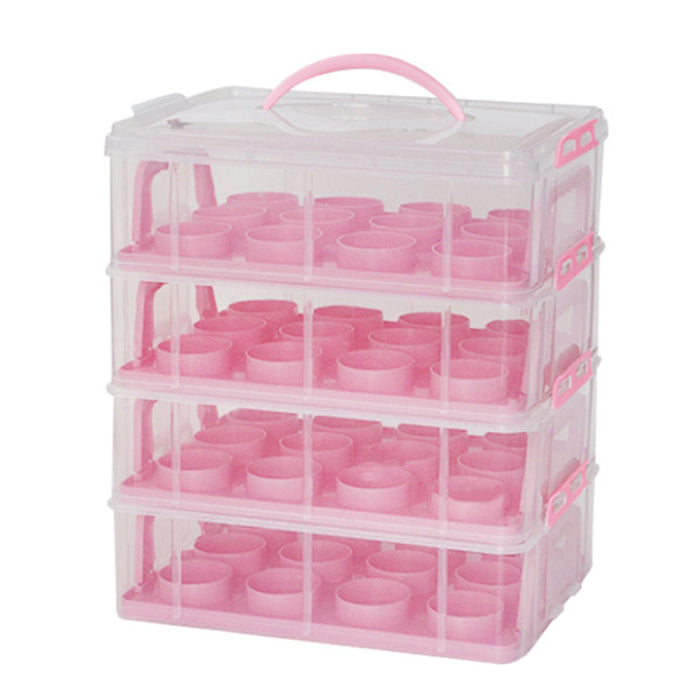 4 Tier Cupcake Carrier Portable Cupcake Holder for Muffin Cookie Cheesecakes pink