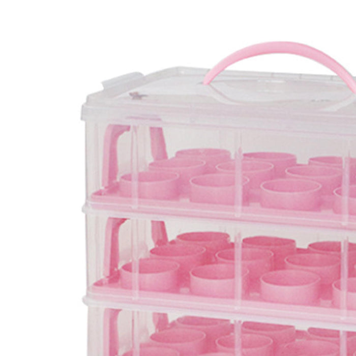 4 Tier Cupcake Carrier Portable Cupcake Holder for Muffin Cookie Cheesecakes pink