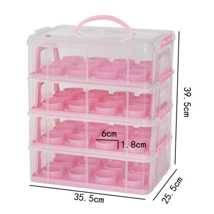 4 Tier Cupcake Carrier Portable Cupcake Holder for Muffin Cookie Cheesecakes pink