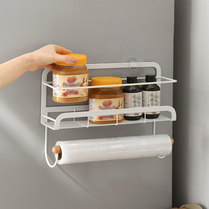 Wall Mounted Spice Rack Solid Multipurpose Toilet Storage Shelf for Home Use White