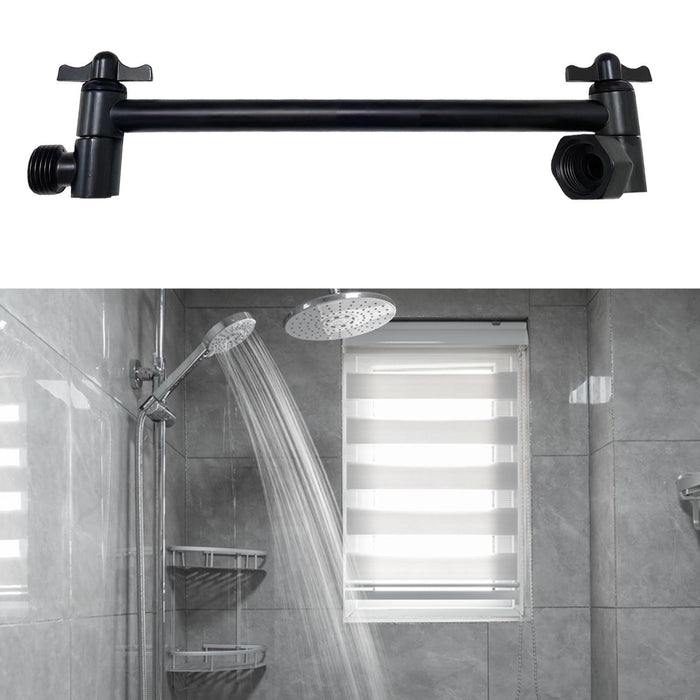 Crofta Extension Shower Arm Stainless Steel Adjustable for Dorm Bathroom Boys Girls Black