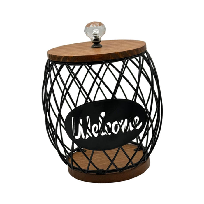 Coffee Pod Holder Iron Coffee Capsule Storage Basket for Home Family black