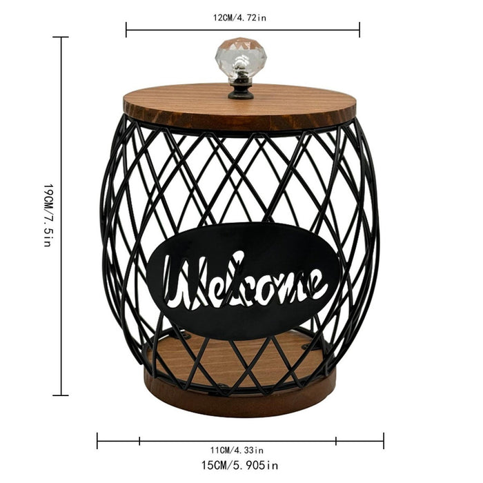 Coffee Pod Holder Iron Coffee Capsule Storage Basket for Home Family black