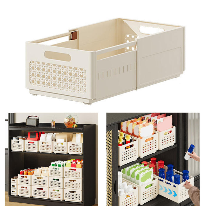 Crofta Adjustable Storage Container Drawer Organizer Bin for Closet Office Clothing beige