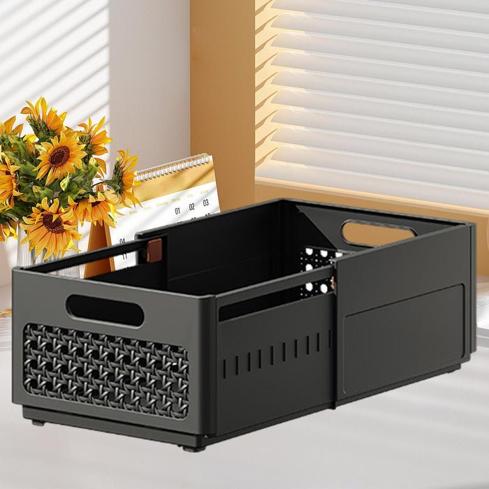 Crofta Adjustable Storage Container Drawer Organizer Bin for Closet Office Clothing black