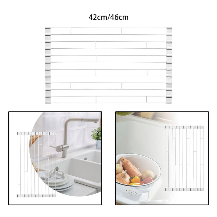 Crofta Roll up Dish Drying Rack Folded Dish Drainer for Apartment Bottles Tableware S