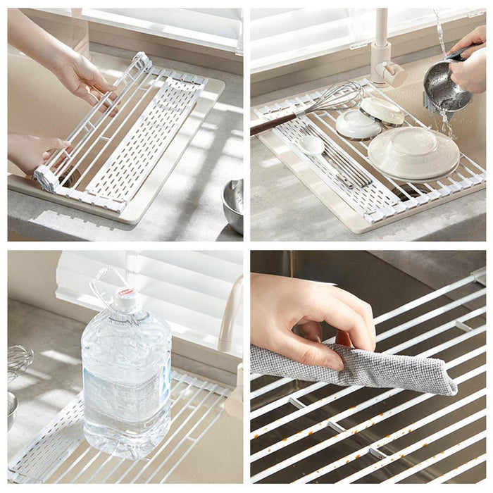 Crofta Roll up Dish Drying Rack Folded Dish Drainer for Apartment Bottles Tableware S