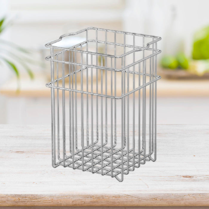 Wire Basket Stainless Steel Organizing Rustic Storage Bin for RV Office Home 13x13x19.5cm