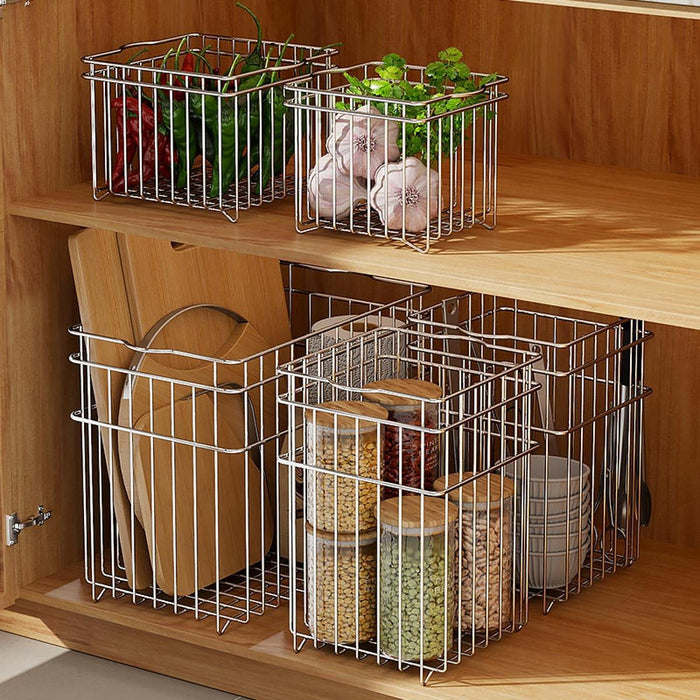 Wire Basket Stainless Steel Organizing Rustic Storage Bin for RV Office Home 13x13x19.5cm