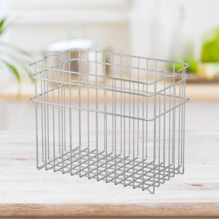 Wire Basket Stainless Steel Organizing Rustic Storage Bin for RV Office Home 24.2x14.8x19.5cm