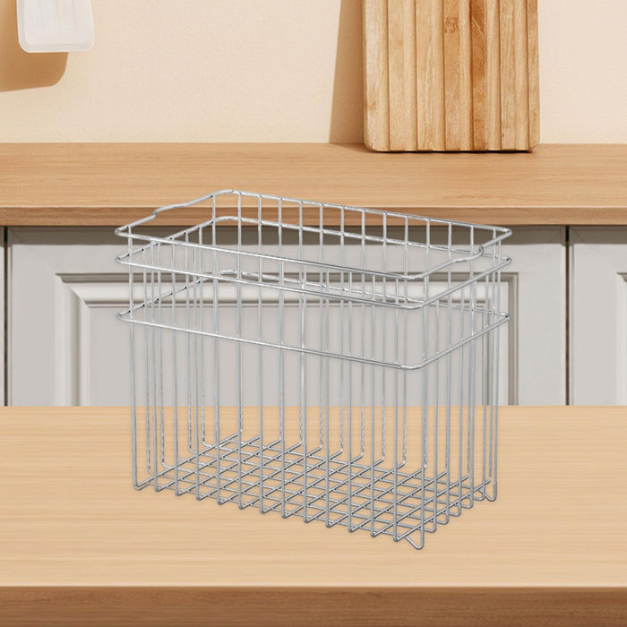 Wire Basket Stainless Steel Organizing Rustic Storage Bin for RV Office Home 24.2x14.8x19.5cm