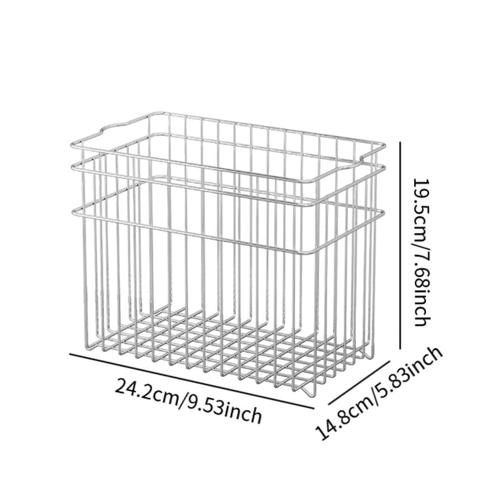 Wire Basket Stainless Steel Organizing Rustic Storage Bin for RV Office Home 24.2x14.8x19.5cm