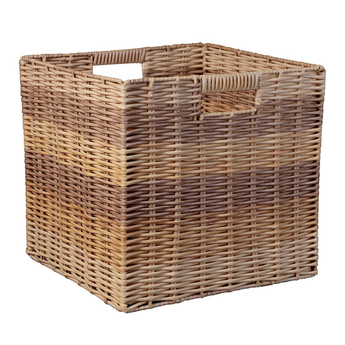 Crofta Imitation Rattan Basket Handmade Storage Cube for Pantry Living Room