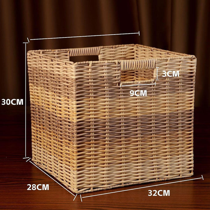 Crofta Imitation Rattan Basket Handmade Storage Cube for Pantry Living Room