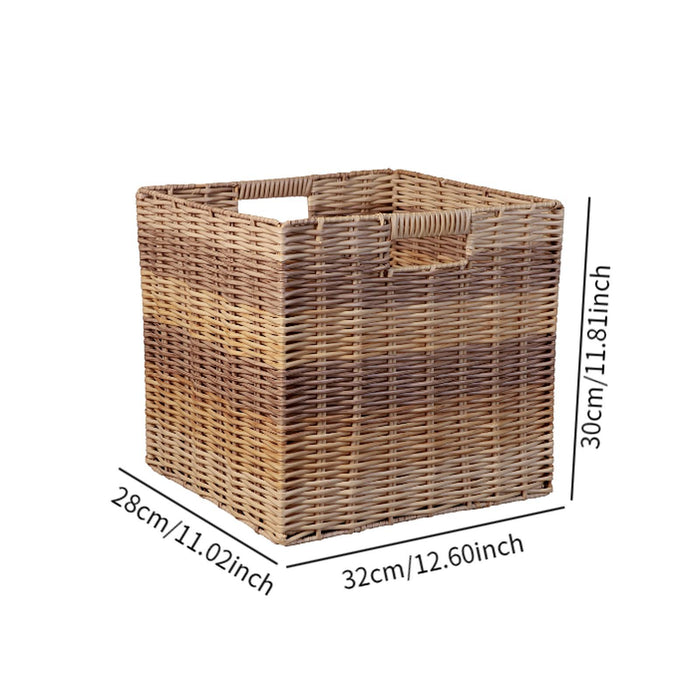 Crofta Imitation Rattan Basket Handmade Storage Cube for Pantry Living Room