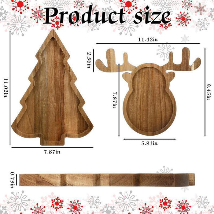 Christmas Wooden Serving Tray Dessert Plates for Centerpiece Kitchen Parties Christmas Tree