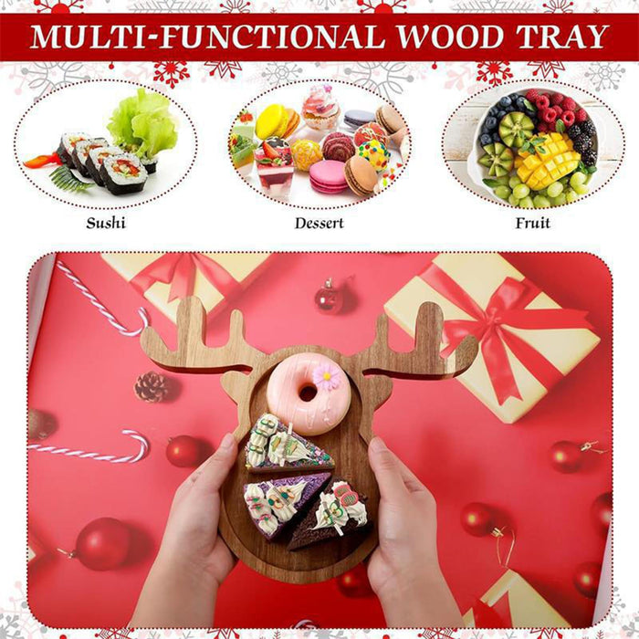 Christmas Wooden Serving Tray Dessert Plates for Centerpiece Kitchen Parties Christmas Tree