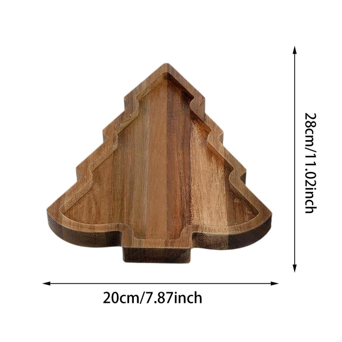 Christmas Wooden Serving Tray Dessert Plates for Centerpiece Kitchen Parties Christmas Tree