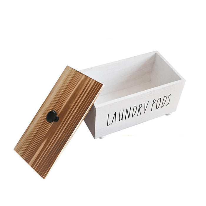 Crofta Wood Tampon Organizer with Lid Wood Container Napkin Holder Tampon Organizer black