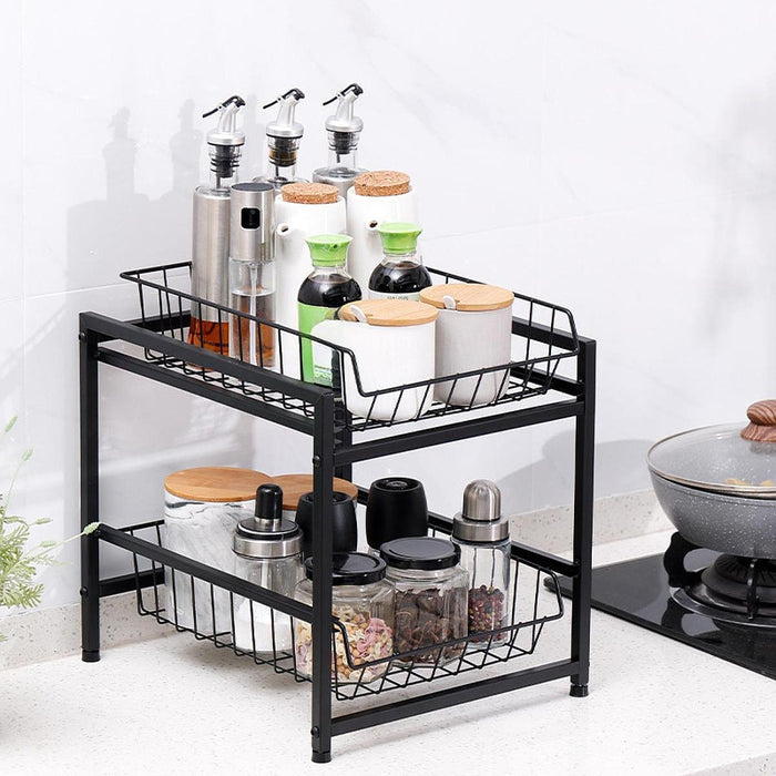 Crofta under Sink Kitchen Counter Organizer Under Cabinet Organizer Shelf