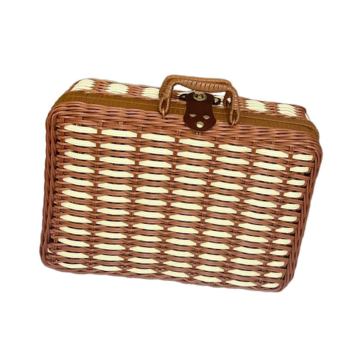 Storage Basket with Lid Handled Photography Prop Boxes for Table Home Bathroom L