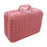 Crofta Woven Suitcase with Handle Portable Picnic Suitcase for Home Outings Desktop Pink S