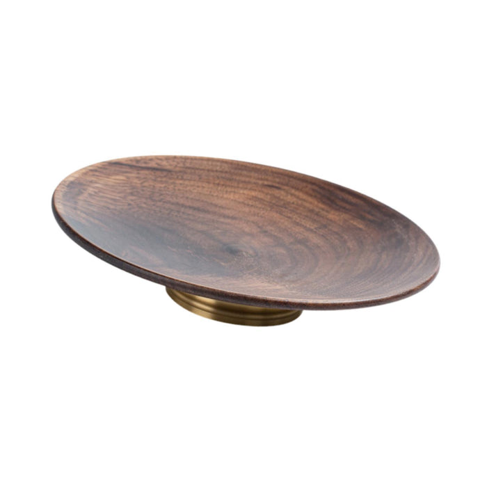 Crofta Round Shaped Serving Bowl with Feet Wood Fruit Bowl for Hotel Kitchen Office L