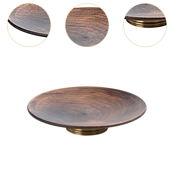 Crofta Round Shaped Serving Bowl with Feet Wood Fruit Bowl for Hotel Kitchen Office L