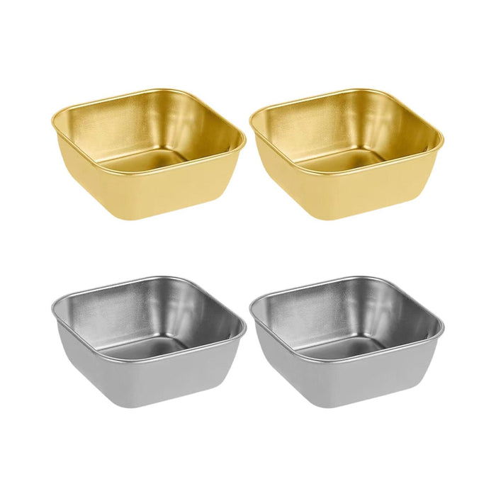 2Pcs Serving Trays Stainless Steel Kitchen Storage Baskets for Barbecue Home Silver