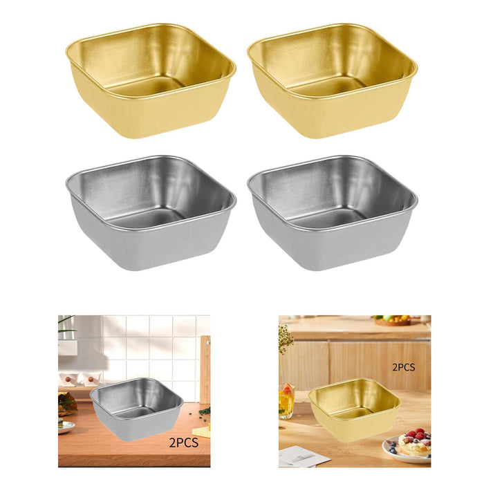 2Pcs Serving Trays Stainless Steel Kitchen Storage Baskets for Barbecue Home Silver