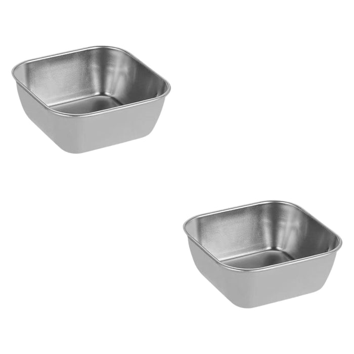 2Pcs Serving Trays Stainless Steel Kitchen Storage Baskets for Barbecue Home Silver