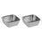 2Pcs Serving Trays Stainless Steel Kitchen Storage Baskets for Barbecue Home Silver