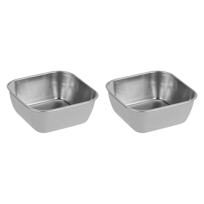 2Pcs Serving Trays Stainless Steel Kitchen Storage Baskets for Barbecue Home Silver