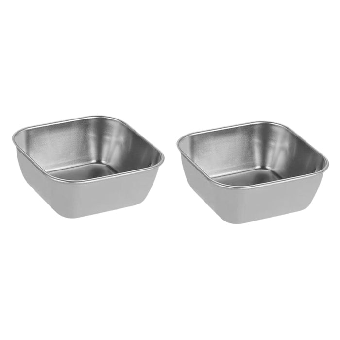 2Pcs Serving Trays Stainless Steel Kitchen Storage Baskets for Barbecue Home Silver