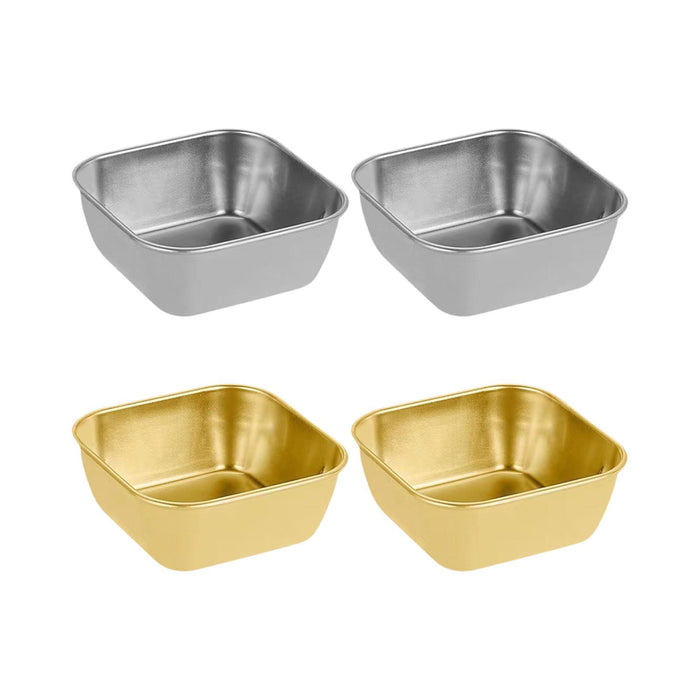 2Pcs Serving Trays Stainless Steel Kitchen Storage Baskets for Barbecue Home Silver