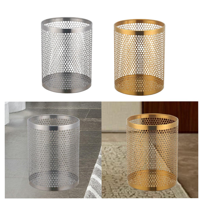 Waste Paper Basket Recycling Bin for Housewarming Gift Household Living Room Silver