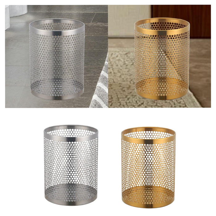 Waste Paper Basket Recycling Bin for Housewarming Gift Household Living Room Silver