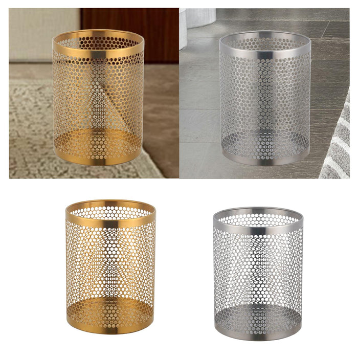 Waste Paper Basket Recycling Bin for Housewarming Gift Household Living Room Silver