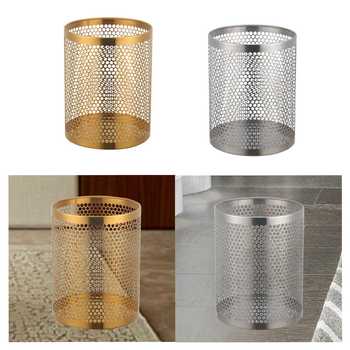 Waste Paper Basket Recycling Bin for Housewarming Gift Household Living Room Silver