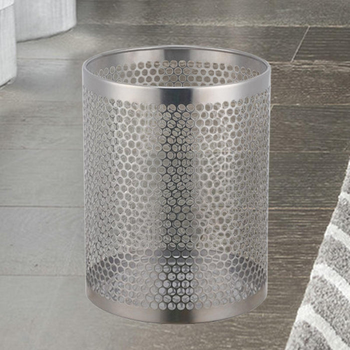 Waste Paper Basket Recycling Bin for Housewarming Gift Household Living Room Silver