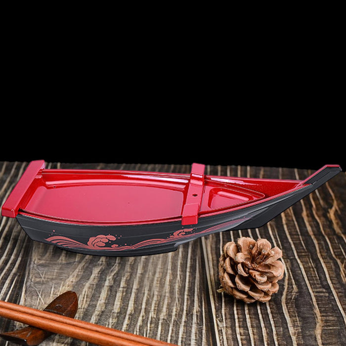 Boat Shape Sushi Plate Meat Ball Serving Tray Sushi Tray for Home Restaurant Red M