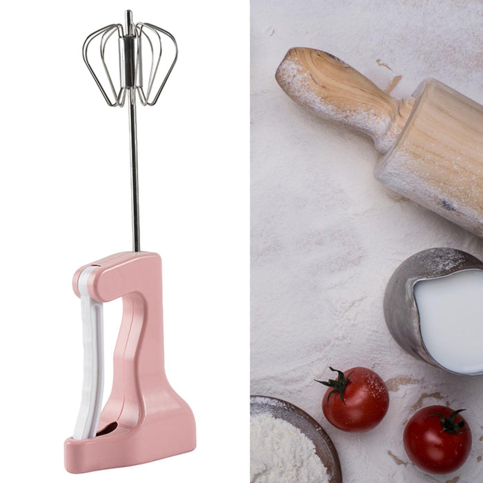 Crofta Semi Automatic Whisk Versatile Egg Mixing Tool for Stirring Beating Blending pink